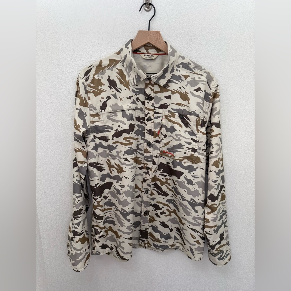Simms Fishing Shirt Challenger Ghost Camo Stone Medium - Picture 2 of 10